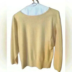 VTG Daniel Caron 100% Cashmere Pale Yellow Sweater Women's Size L EUC. 90s. Y2k.